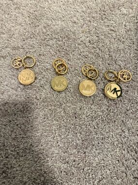 Michael Kors Gold-Tone MK Disc Keychain Charm